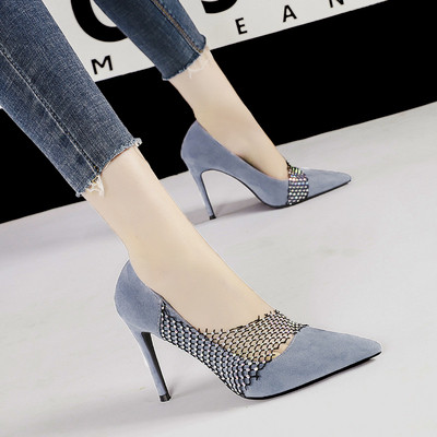 Pantofi eleganti de dama cu toc inalt si plasa in mai multe culori