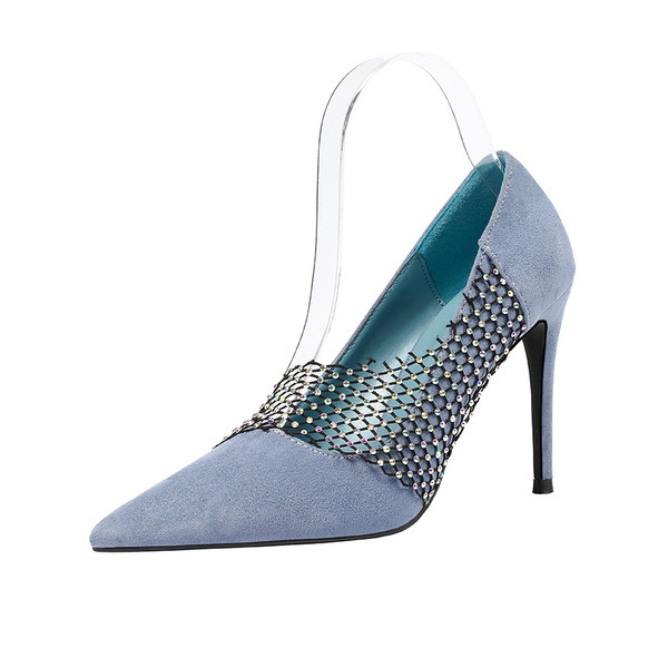 Pantofi eleganti de dama cu toc inalt si plasa in mai multe culori