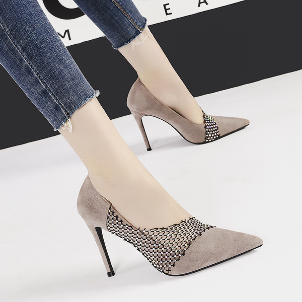 Pantofi eleganti de dama cu toc inalt si plasa in mai multe culori