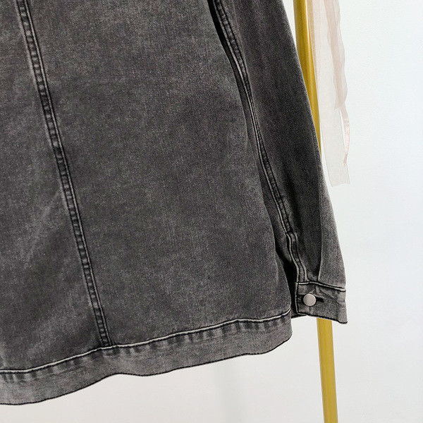 Jacheta casual de dama din denim de culoare gri