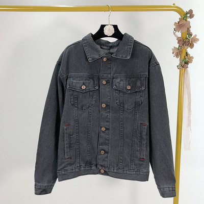 Jachetă casual de denim de damă în albastru și negru - un model clasic