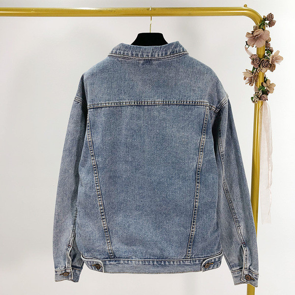 Jachetă casual de denim de damă în albastru și negru - un model clasic