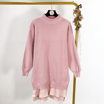 Rochie lunga tricotata cu bucle in trei culori