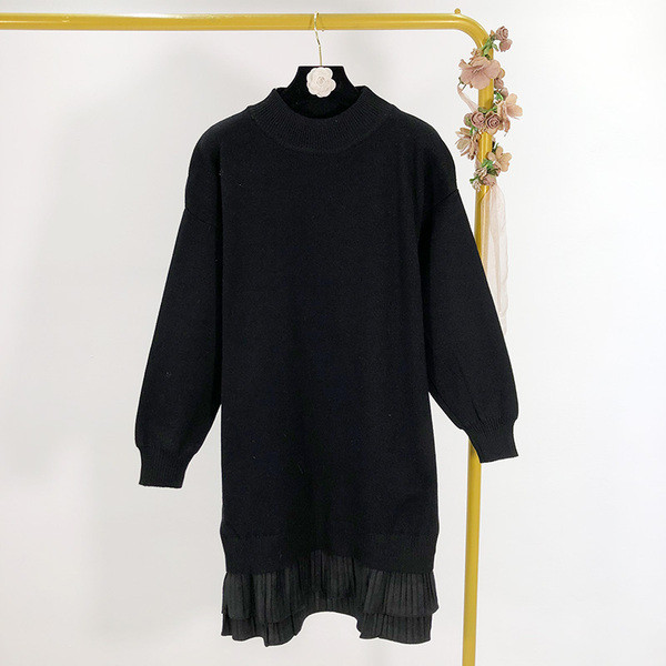 Rochie lunga tricotata cu bucle in trei culori