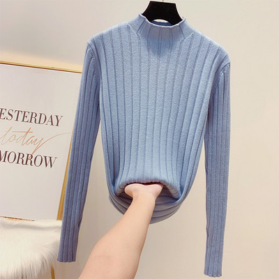 Pulover de dama modern cu efect stralucitor si guler polo in patru culori