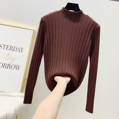 Pulover de dama modern cu efect stralucitor si guler polo in patru culori