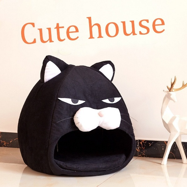 Összecsukható ház háziállatok számára típusú párna két méretben, fekete színben