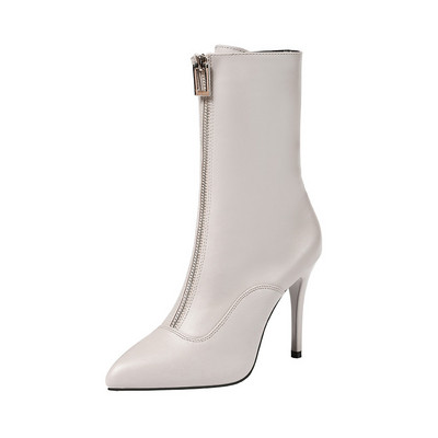 Μοντέρνες γυναικείες μπότες με φερμουάρ και λεπτή τακούνια σε διάφορα χρώματα