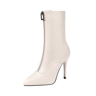 Μοντέρνες γυναικείες μπότες με φερμουάρ και λεπτή τακούνια σε διάφορα χρώματα