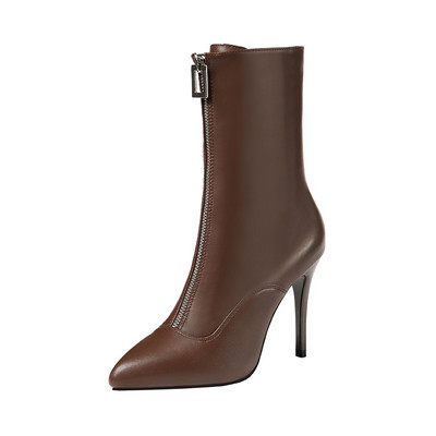 Μοντέρνες γυναικείες μπότες με φερμουάρ και λεπτή τακούνια σε διάφορα χρώματα