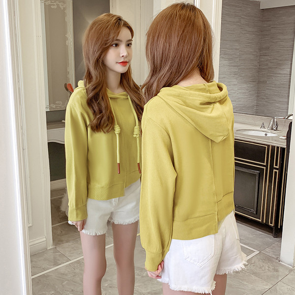 Νέο μοντέλογυναικείο φούτερ με κουκούλα σε ροζ, λευκό και κίτρινο χρώμα