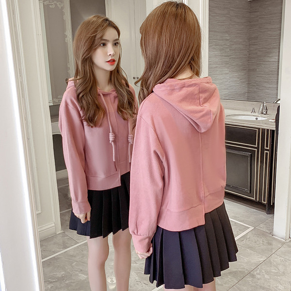 Νέο μοντέλογυναικείο φούτερ με κουκούλα σε ροζ, λευκό και κίτρινο χρώμα