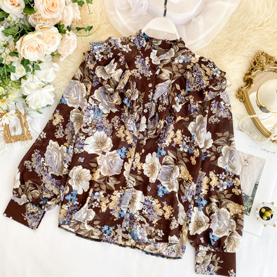 Μοντέρνο γυναικείο πουκάμισο με floral σχέδιο σε τέσσερα χρώματα