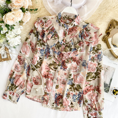 Μοντέρνο γυναικείο πουκάμισο με floral σχέδιο σε τέσσερα χρώματα