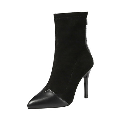 Cizme casual dama din piele intoarsa ecologica cu fermoar in mai multe culori