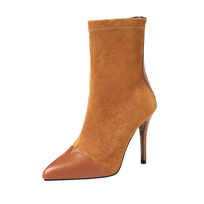 Cizme casual dama din piele intoarsa ecologica cu fermoar in mai multe culori