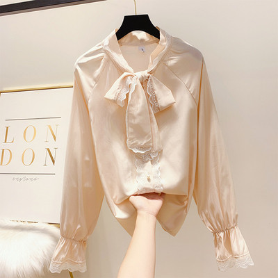 Cămașă modernă de damă cu panglică în trei culori