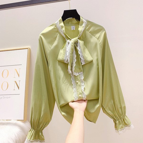 Cămașă modernă de damă cu panglică în trei culori