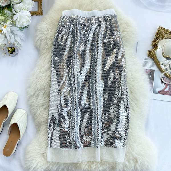 Női szoknya flitterekkel és tüllel, három színben