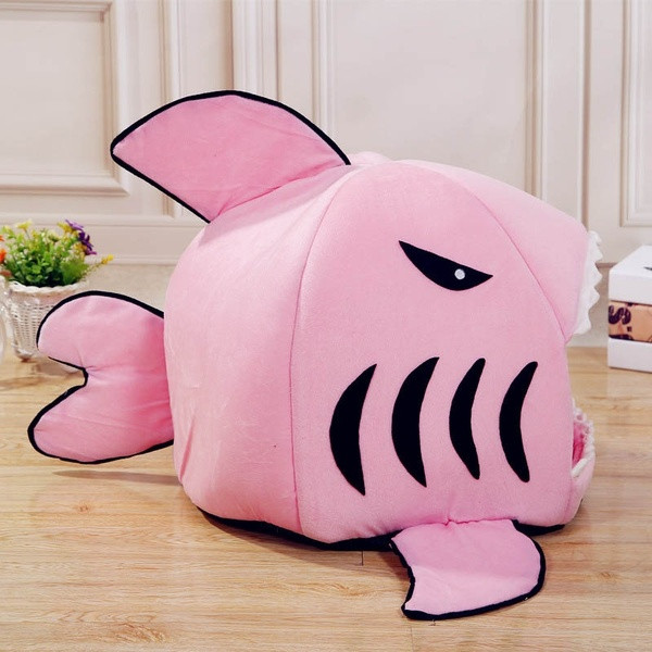 Ágyas ház kutyáknak és macskáknak, szürke, rózsaszín és kék színben