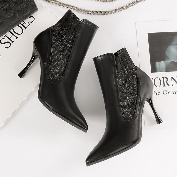 Cizme casual dama cu toc subtire si fermoar in mai multe culori