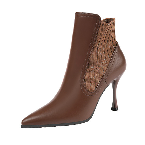 Cizme casual dama cu toc subtire si fermoar in mai multe culori