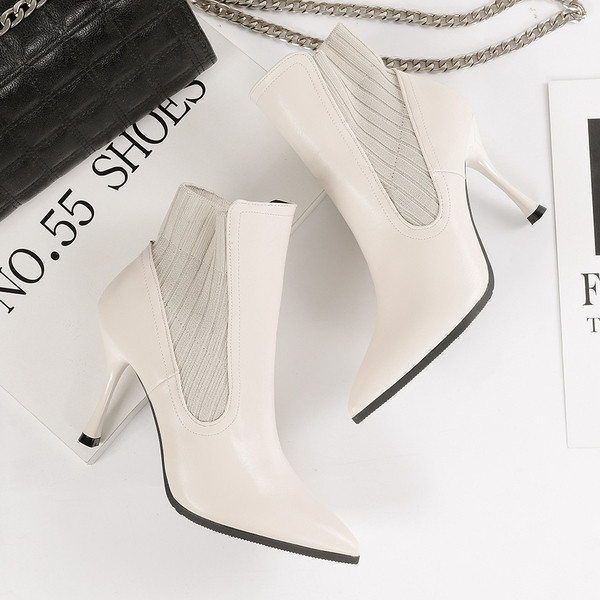 Cizme casual dama cu toc subtire si fermoar in mai multe culori