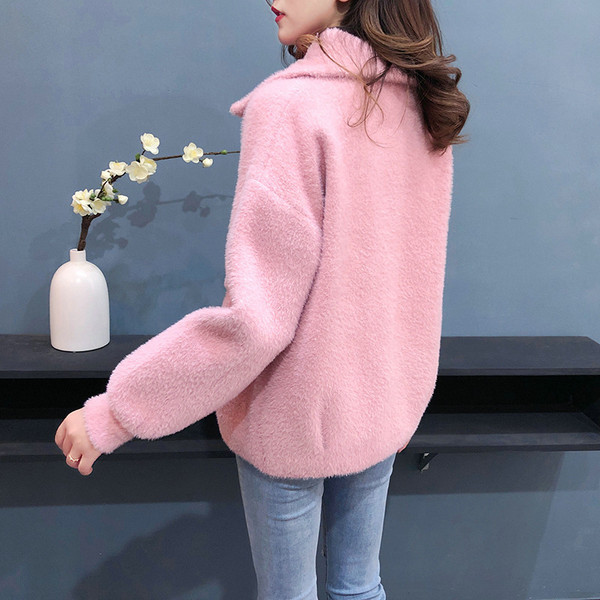 Geaca de dama toamna-iarna cu nasturi si buzunare in roz, rosu si alb