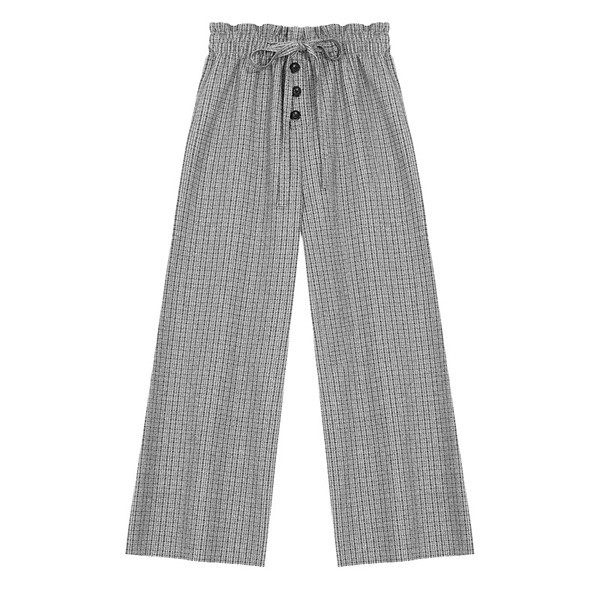 Μοντέρνα γυναικεία καρό παντελόνια με κουμπιά - ευρύ μοντέλο