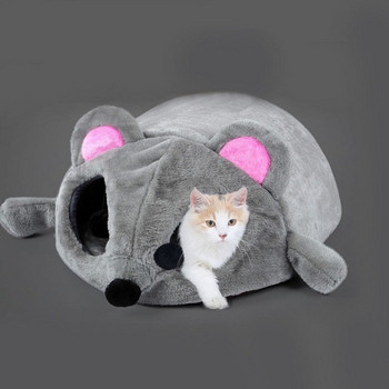 Легло подходящо за кучета и котки във формата на мишка с размери 50см*40см*21см  в сив цвят 