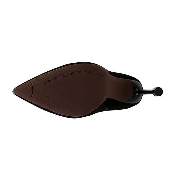 Cizme de dama cu fermoar din piele intoarsa ecologica de culoare neagra