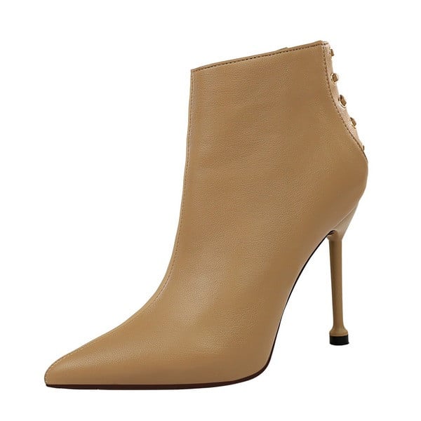 Cizme casual dama cu toc subtire si fermoar in trei culori