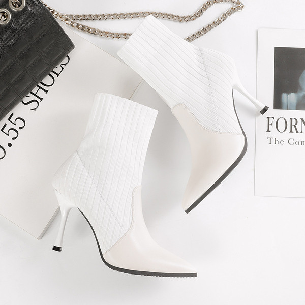 Cizme casual dama cu toc subtire tip soseta in patru culori