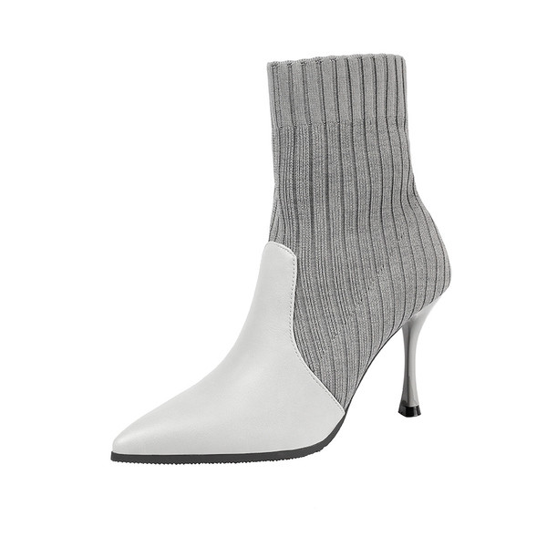 Cizme casual dama cu toc subtire tip soseta in patru culori