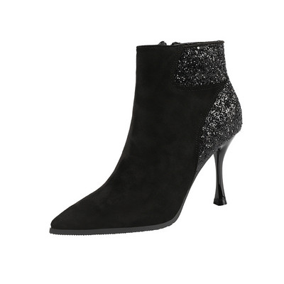 Stílusos női csizma öko velúrból, fényes hatással több színben