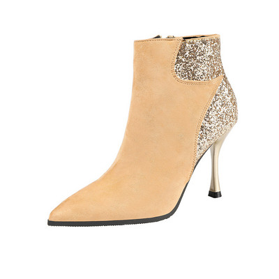 Stílusos női csizma öko velúrból, fényes hatással több színben