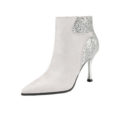 Stílusos női csizma öko velúrból, fényes hatással több színben