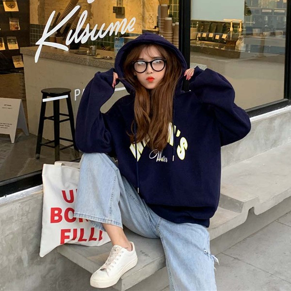 Hanorac lat pentru sport de zi cu zi, în trei culori, cu inscripție