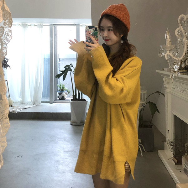 Pulover de dama lat cu fante in multe culori