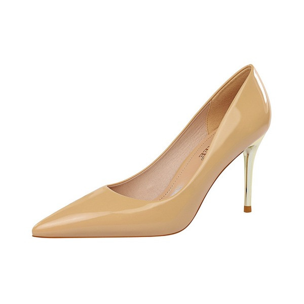 Pantofi eleganti de dama cu toc inalt din piele ecologica in mai multe culori