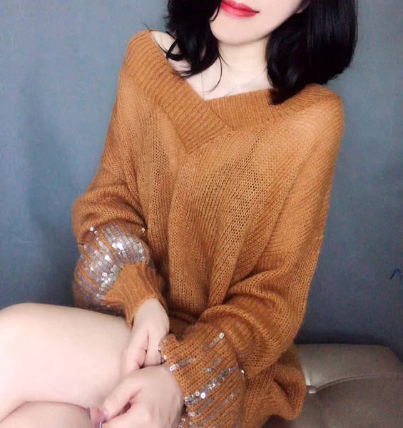 Pulover de dama modern cu decolteu spitz in mai multe culori