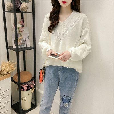 Pulover de dama toamna-iarna cu decolteu spitz in trei culori