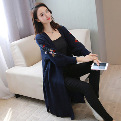 Cardigan de dama modern model lung cu broderie in mai multe culori