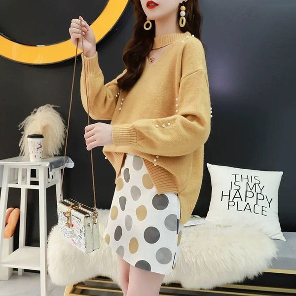 Pulover de dama modern cu perle - model larg in mai multe culori