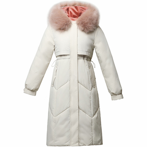 Geaca lunga de dama model nou cu gluga in alb si negru