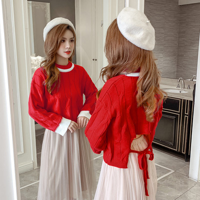 Νέο μοντέλο γυναικείο πουλόβερ O-Neck σε κόκκινο, πράσινο και λευκό χρώμα