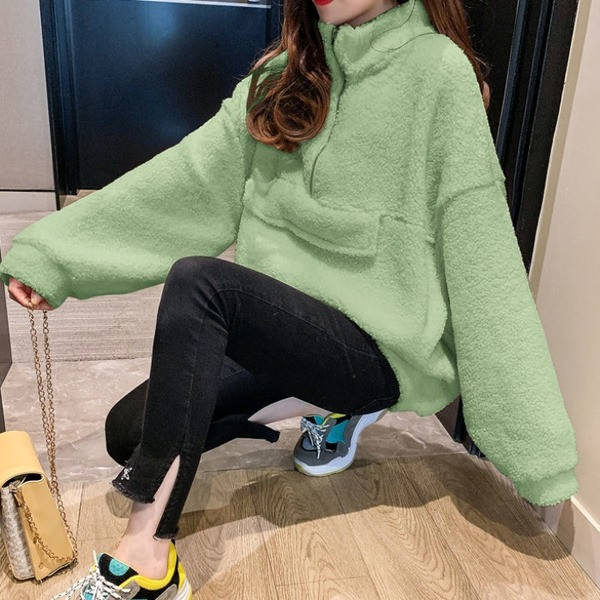 Új modell modern női blúz zsebbel és cipzárral fehér, zöld és narancs színben