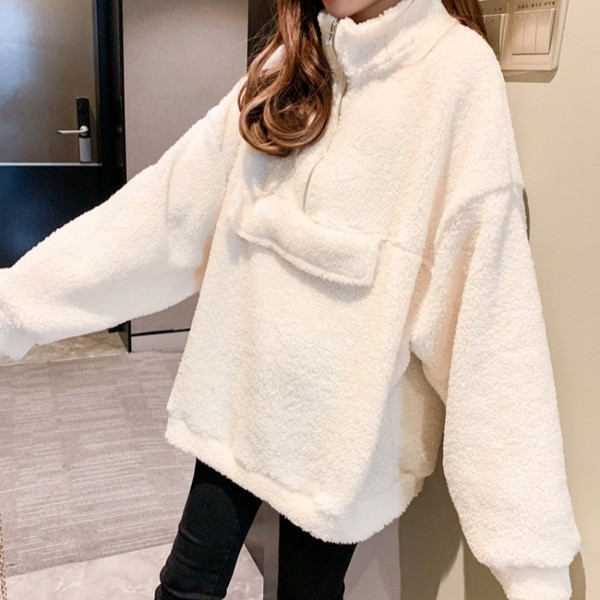 Új modell modern női blúz zsebbel és cipzárral fehér, zöld és narancs színben