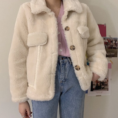 Γυναικείο  μπουφάν με τσέπες και κουμπιά σε δύο χρώματα