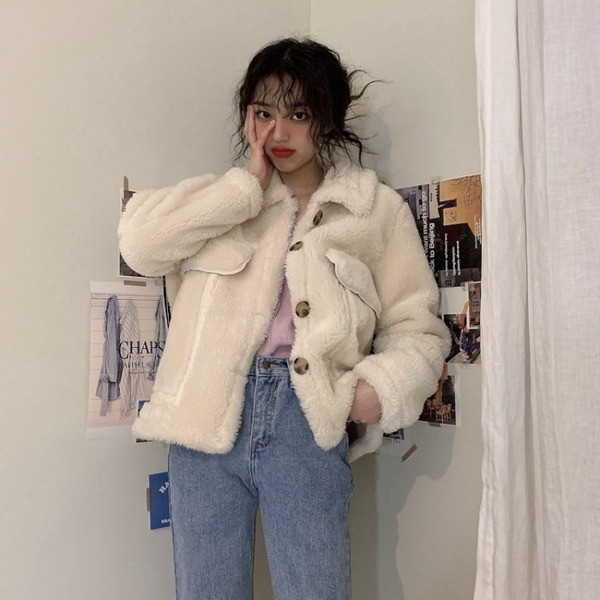 Γυναικείο  μπουφάν με τσέπες και κουμπιά σε δύο χρώματα